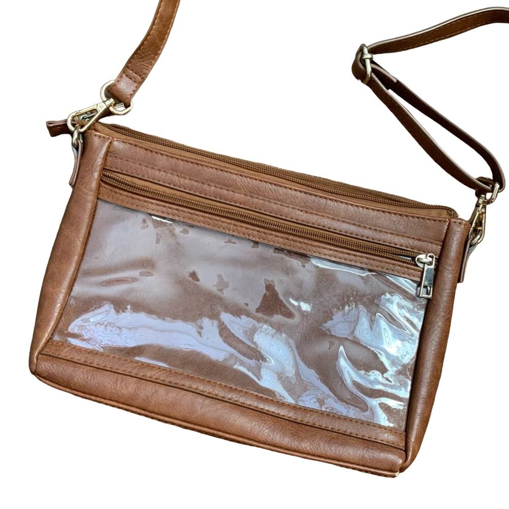 Lucky 7 crossbody display purse in cognac